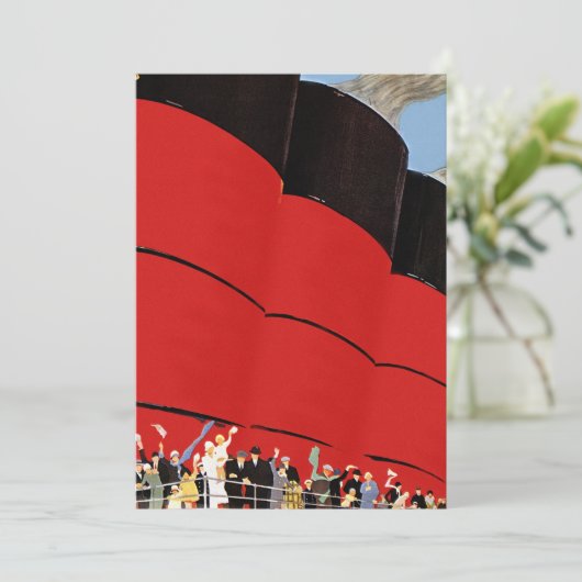 Vintage Kreuzfahrtpassagiere Abschied nehmen Einladung (Stehend Vorderseite)