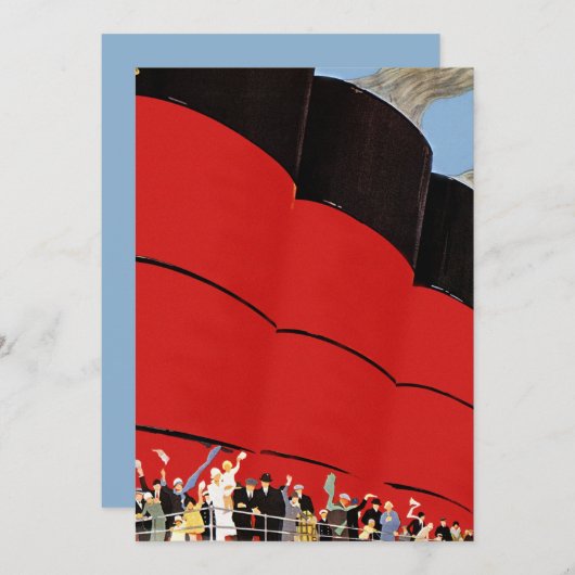 Vintage Kreuzfahrtpassagiere Abschied nehmen Einladung (Vorne/Hinten)