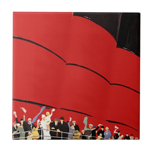 Vintage Kreuzfahrtpassagiere Abschied nehmen Fliese (Vorderseite)