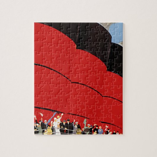 Vintage Kreuzfahrtpassagiere Abschied nehmen Puzzle (Vertikal)