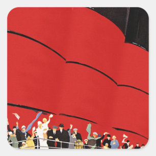 Vintage Kreuzfahrtpassagiere Abschied nehmen Quadratischer Aufkleber