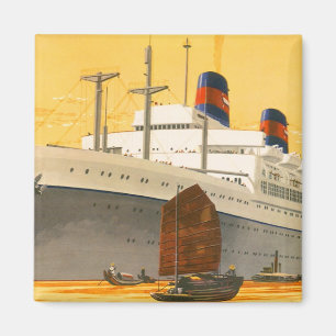 Vintage-Kreuzfahrtschiff in den Orient mit Dschunk Magnet