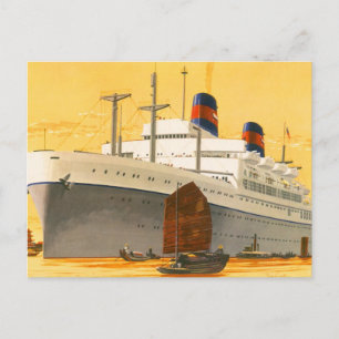 Vintage-Kreuzfahrtschiff in den Orient mit Dschunk Postkarte
