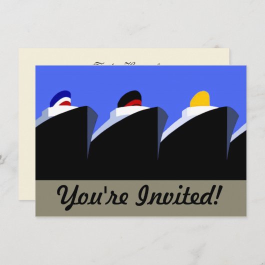 Vintage Kreuzfahrtschiffe Art Deco Poster Einladung (Vorne/Hinten)