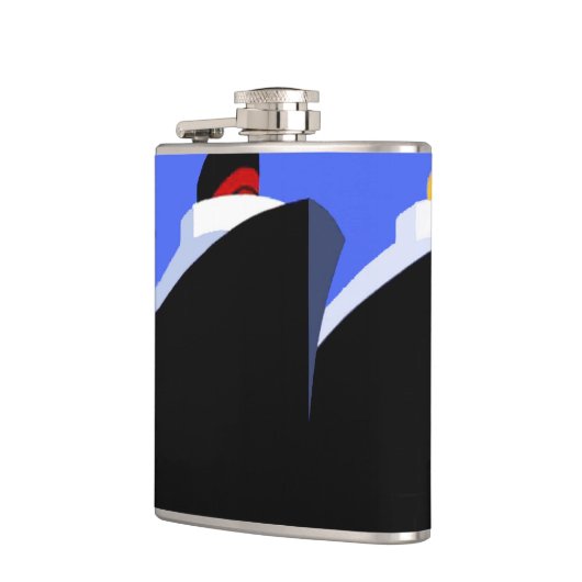 Vintage Kreuzfahrtschiffe Art Deco Poster Flachmann (Links)