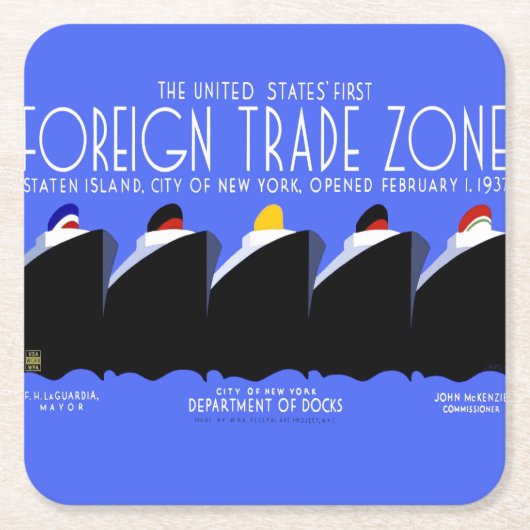 Vintage Kreuzfahrtschiffe Art Deco Poster Rechteckiger Pappuntersetzer (Vorderseite)