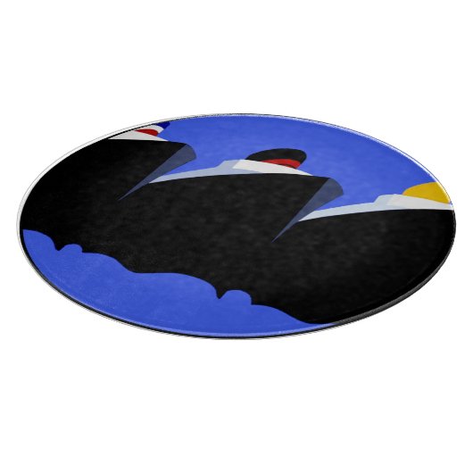 Vintage Kreuzfahrtschiffe Art Deco Poster Schneidebrett (Ecke)