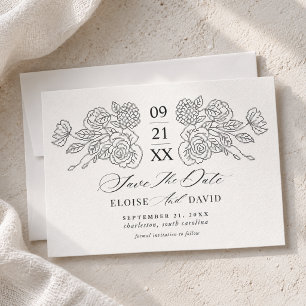Vintage Kreuzstich Florale Hochzeits-Erbstück-Hoch Save The Date