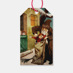 Vintage kriechender böser Weihnachtsmann Geschenkanhänger