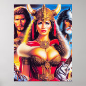 Vintage Kriegerin Wikinger Frau Poster (Vorne)