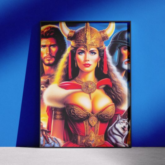Vintage Kriegerin Wikinger Frau Poster