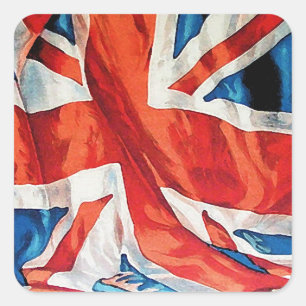 Vintage-Kriegs-Wellblech-Union-Jack-Britische-Flag Quadratischer Aufkleber