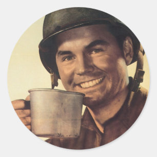 Vintage Kriegspopster-Aufkleber - Berühmtes Poster Runder Aufkleber