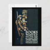 Vintage Kriegspostkarten, gewollt Bücher Postkarte (Vorne/Hinten)
