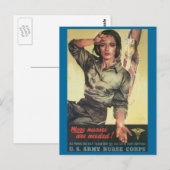 Vintage Kriegspostkarten, Krankenschwestern werden Postkarte (Vorne/Hinten)