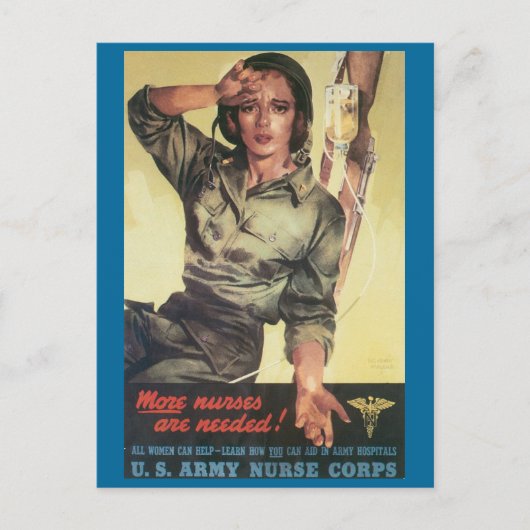 Vintage Kriegspostkarten, Krankenschwestern werden Postkarte (Vorderseite)