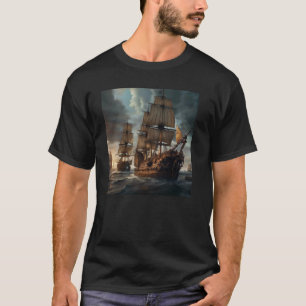 Vintage-Kriegsschiff des 17. Jahrhunderts Kunst Re T-Shirt