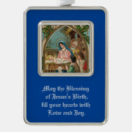 Vintage Krippe Gerahmte Ornament Rahmen-Ornament Silber