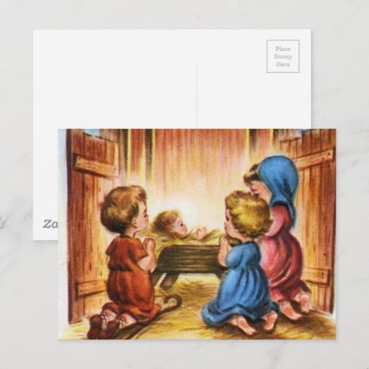 Vintage Krippe Postkarte (Vorne/Hinten)