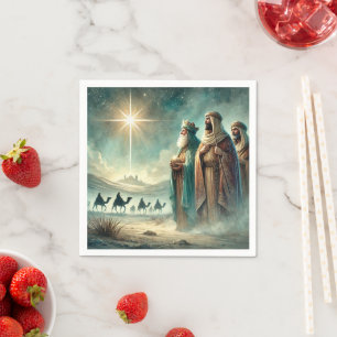 Vintage Krippe von drei Weisen Serviette