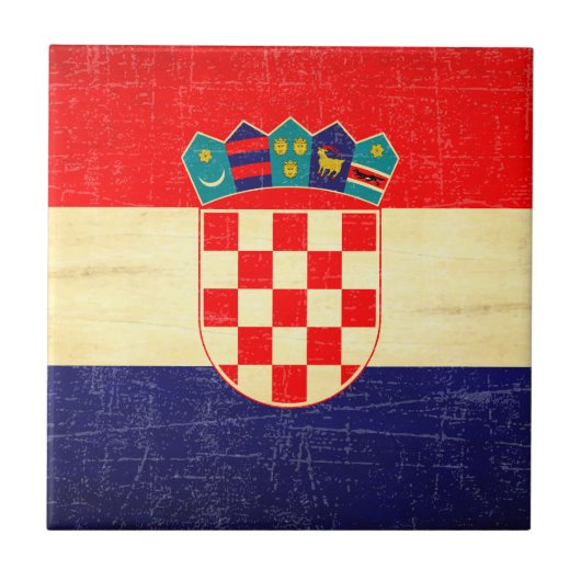 Vintage kroatische Flagge Fliese (Vorderseite)
