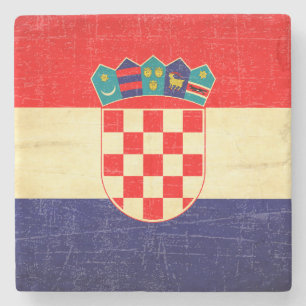 Vintage kroatische Flagge Steinuntersetzer
