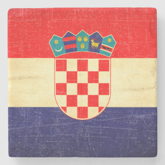 Vintage kroatische Flagge Steinuntersetzer