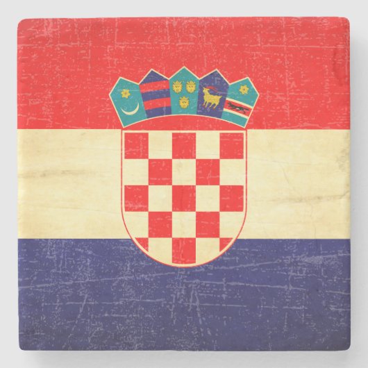 Vintage kroatische Flagge Steinuntersetzer (Vorderseite)