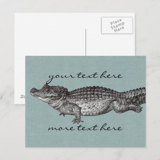 Vintage Krokodil-Postkarte Postkarte (Vorne/Hinten)