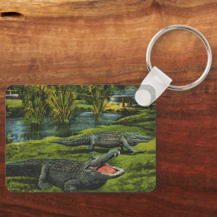 Vintage Krokodile, Meeresleben Reptilien Tiere Schlüsselanhänger
