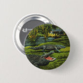 Vintage Krokodile, Meereslebewesen Reptilien Button (Vorne & Hinten)
