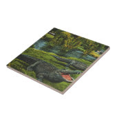 Vintage Krokodile, Meereslebewesen Reptilien Fliese (Seite)