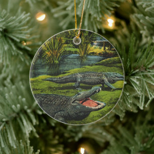 Vintage Krokodile, Meereslebewesen Reptilien Keramik Ornament