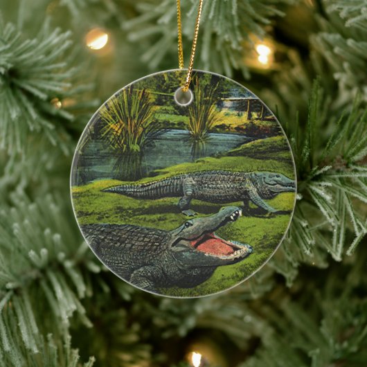 Vintage Krokodile, Meereslebewesen Reptilien Keramik Ornament (Baum)