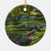 Vintage Krokodile, Meereslebewesen Reptilien Keramik Ornament (Vorne)
