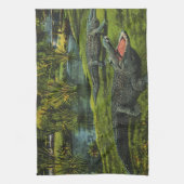 Vintage Krokodile, Meereslebewesen Reptilien Küchentuch (Vertikal)