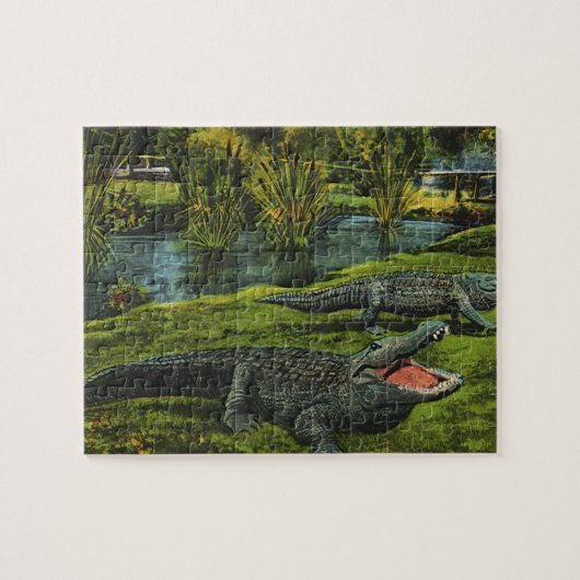 Vintage Krokodile, Meereslebewesen Reptilien Puzzle (Horizontal)
