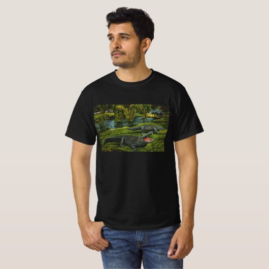 Vintage Krokodile, Meereslebewesen Reptilien T-Shirt (Vorne ganz)