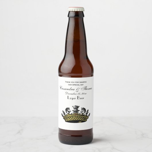 Vintage Krone mit Schachfarbe Bierflaschenetikett (Vorderseite)