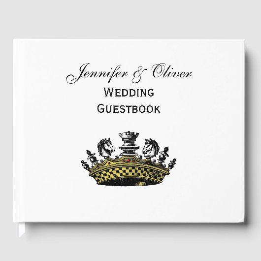 Vintage Krone mit Schachfarbe Gästebuch (Vorderseite)