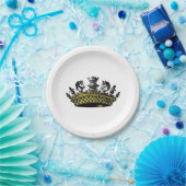Vintage Krone mit Schachfarbe Pappteller (Party)