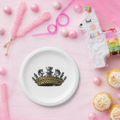 Vintage Krone mit Schachfarbe Pappteller (Party)