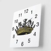 Vintage Krone mit Schachfarbe Quadratische Wanduhr (Winkel)