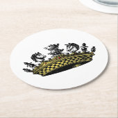 Vintage Krone mit Schachfarbe Runder Pappuntersetzer (Angewinkelt)