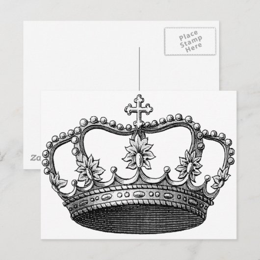 Vintage Krone Postkarte (Vorne/Hinten)