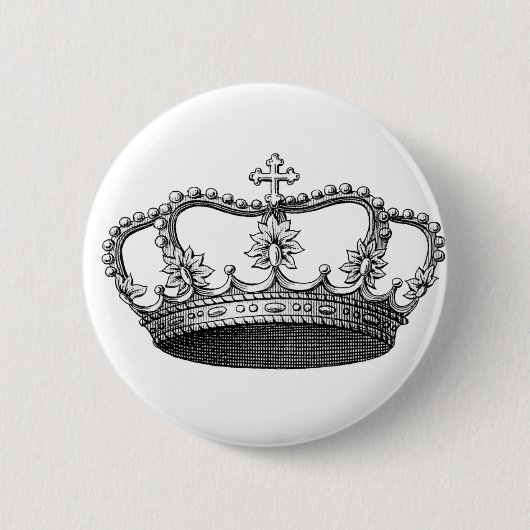 Vintage Krone Schwarzweiss Button (Vorderseite)