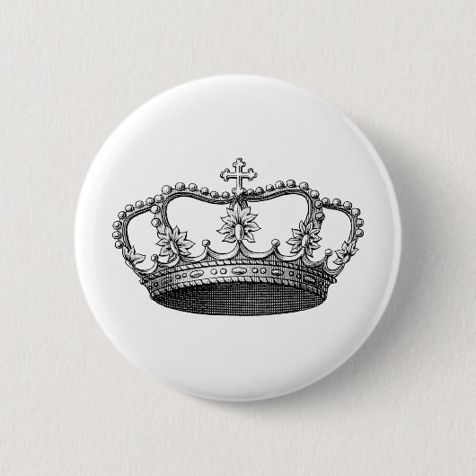 Vintage Krone Schwarzweiss Button (Vorderseite)
