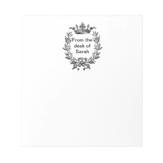 Vintage Kronen- und Kronkunst Notizblock (Vorderseite)