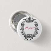 Vintage Kronen-und Wreath-Kunst Button (Vorne & Hinten)