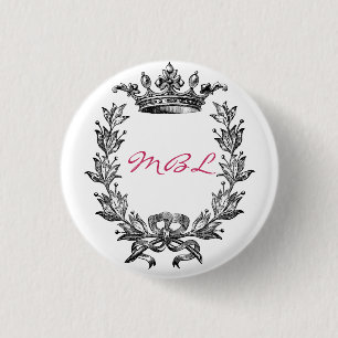 Vintage Kronen-und Wreath-Kunst Button